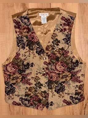 Vintage Talbots floral tapestry vest